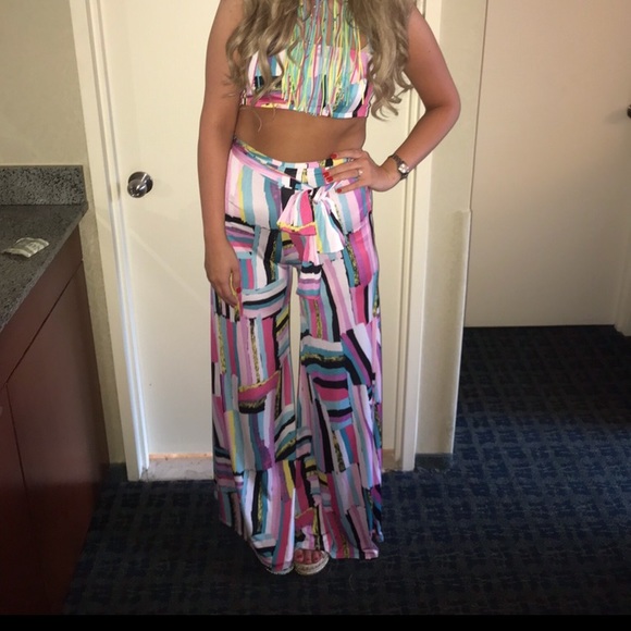 Retro Colorful Matching Separates Bellbottom Set - Picture 3 of 7